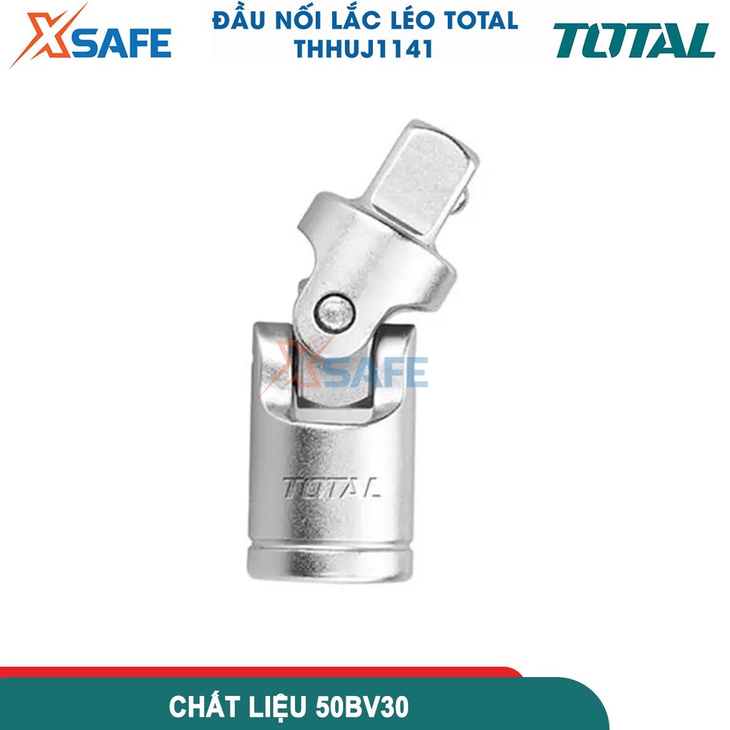 Đầu nối lắc léo 1/2 inch hoặc 1/4'' TOTAL | nối đầu tuýp Chất liệu 50BV30, mạ crôm và chịu nhiệt để kết nối cần tuýp