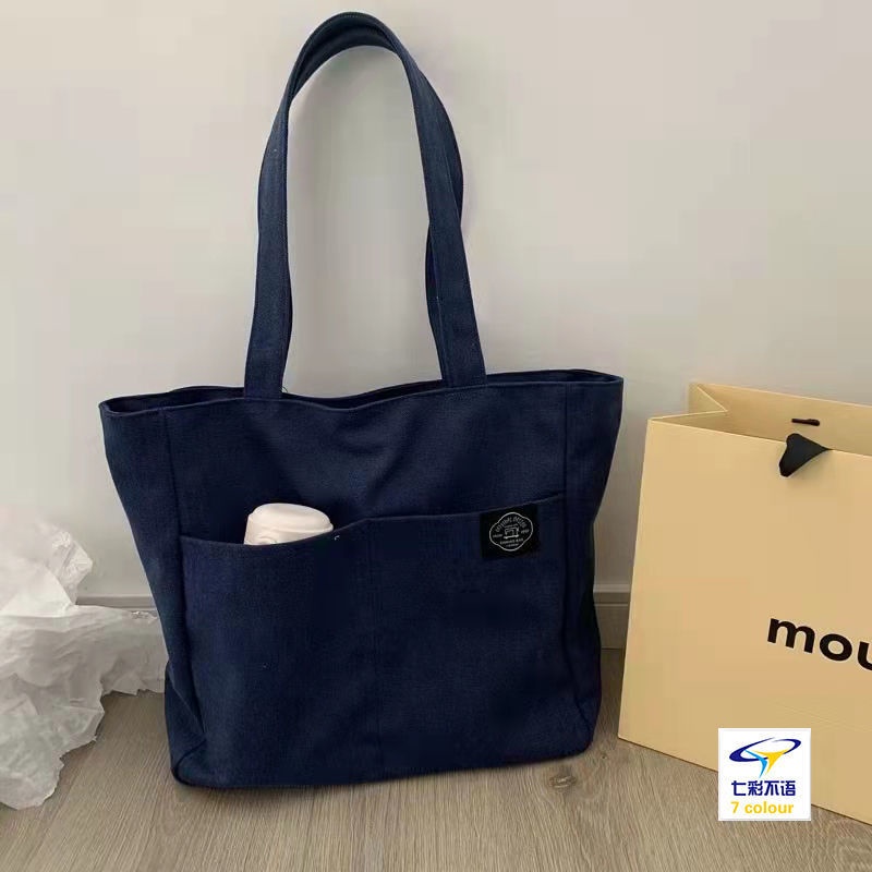 Túi Đeo Vai Bằng Vải Canvas Kích Thước Lớn Phong Cách Hàn Quốc Thời Trang Cho Nữ