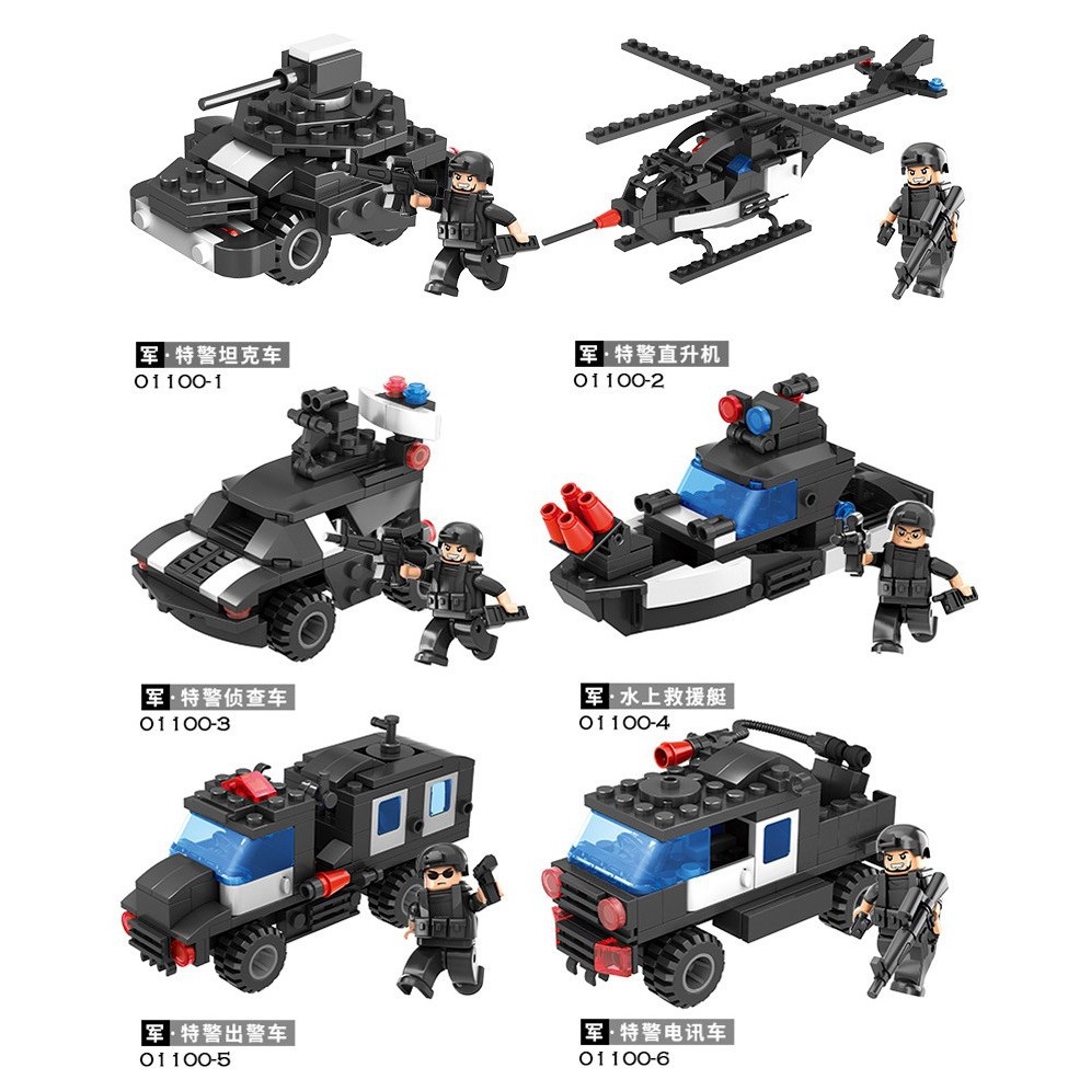 [740 CHI TIẾT + THÙNG ĐỰNG] Đồ chơi xếp hình Lego BLUE KIDS cảnh sát đặc chủng 28 mô hình, 14 cảnh sát