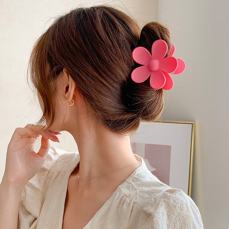 Kẹp Tóc Hình Hoa Màu Trơn Thời Trang Hàn Quốc Cho Nữ