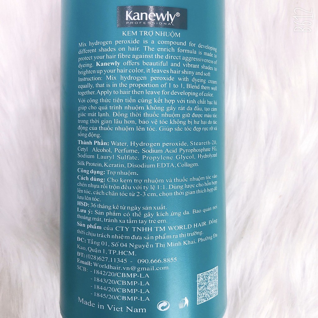 Oxy trợ nhuộm tóc KANEWLY 1000ml, mùi thơm, không gây rát sót