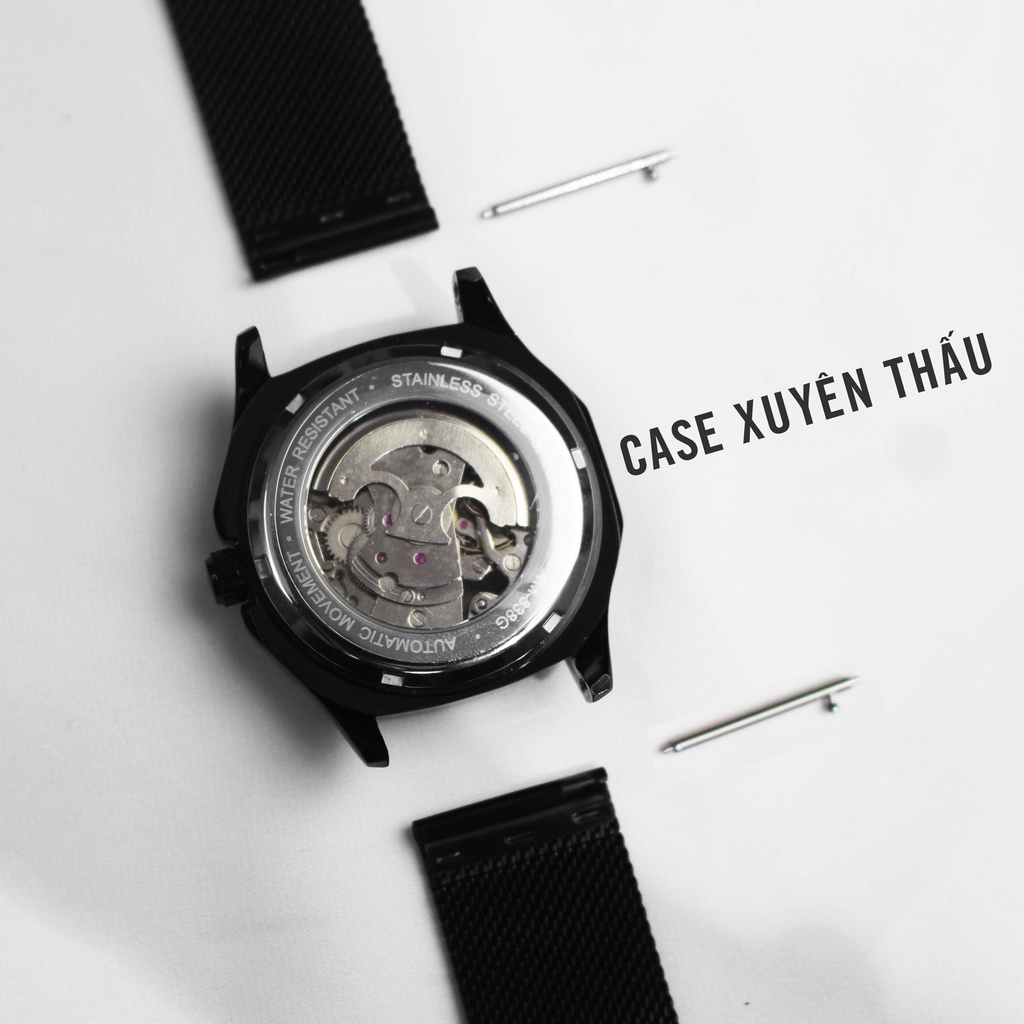 Đồng hồ cơ nam - The Winner - thiết kế skeleton lộ máy 2 mặt tặng kèm dây đeo hoặc vòng cuff titan
