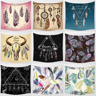 Bán Chạy Thảm Treo Tường Trang Trí Hình Vuông Họa Tiết Lông Vũ Phong Cách Boho