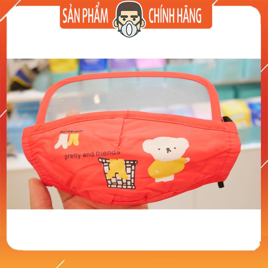 Khẩu trang cho trẻ em lọc bụi mịn có kính che chống bọt bắn an toàn cho trẻ