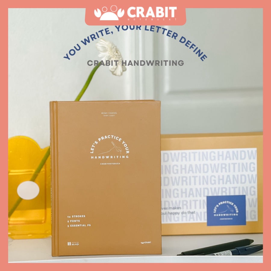 Sổ luyện viết chữ Handwriting Crabit tặng 2 bút luyện viết 5 font chữ khác nhau, 150 trang