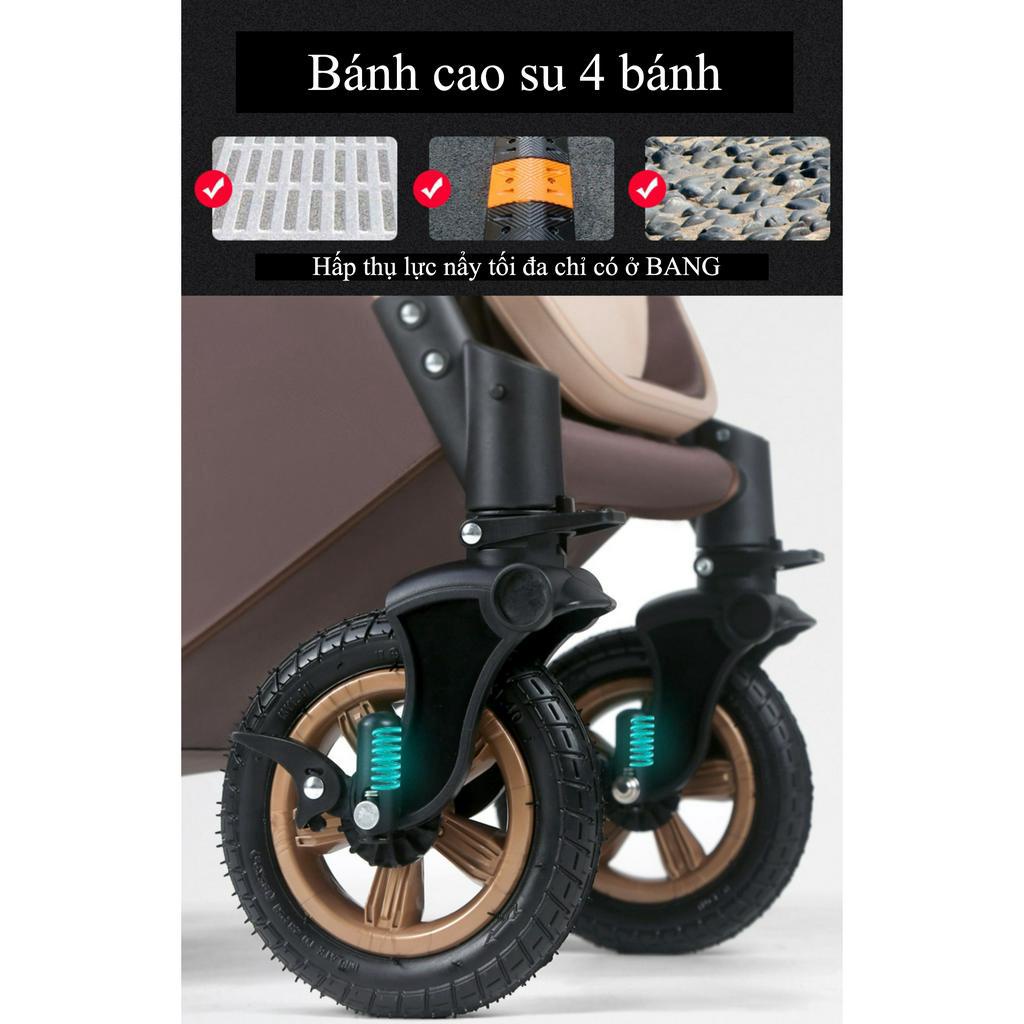 Xe đẩy đôi em bé 2 chiều 3 tư thế BANG 4 bánh cao su đặc, dùng cho trẻ sơ sinh 0 đến 36 tháng