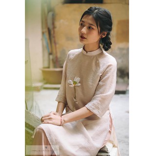 [ÁO DÀI THIẾT KẾ] Set  - Áo dài Hồng Phai-TẶNG-Quần tự chọn - Thiết kế 2020 (QUẦN + ÁO)