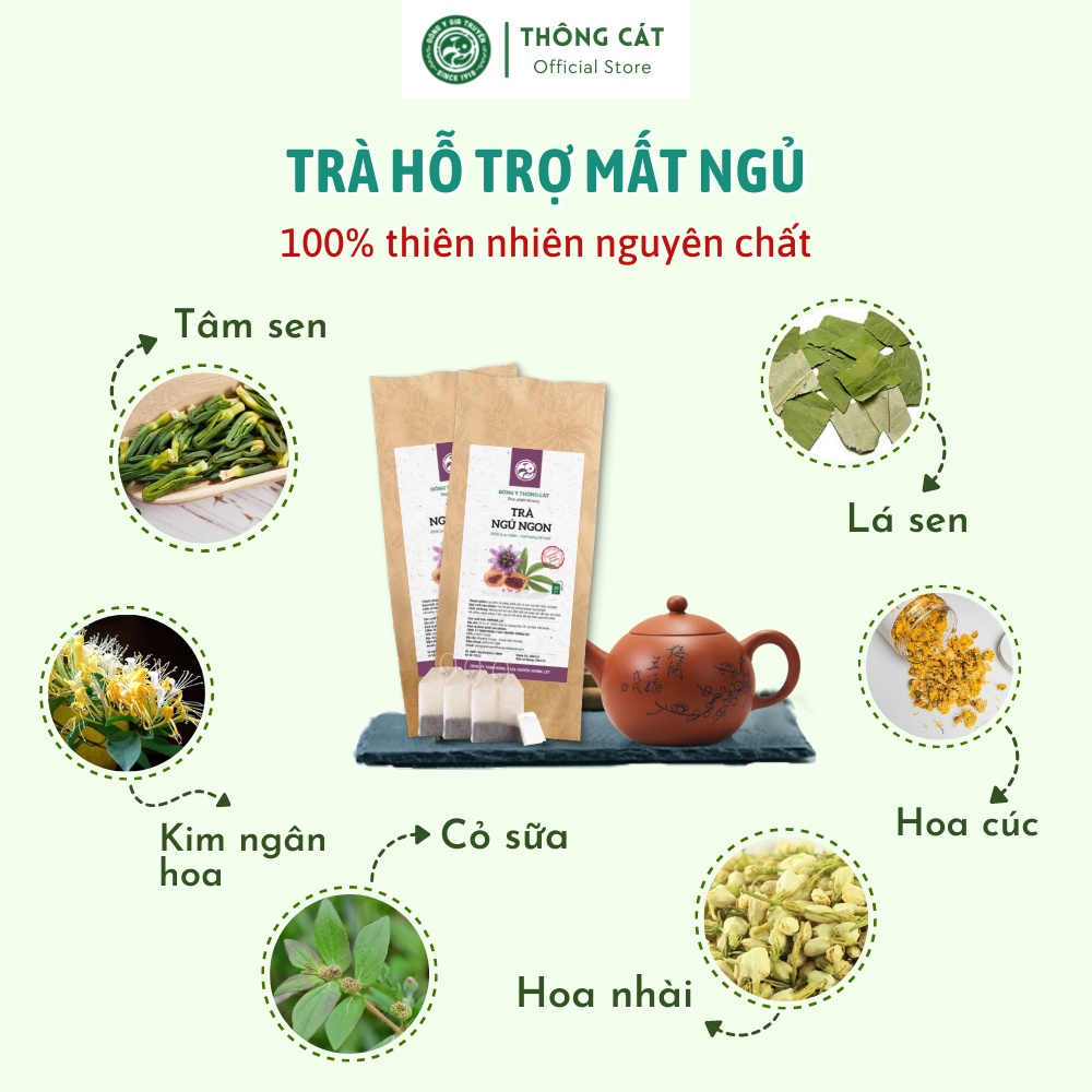 Trà Ngủ Ngon Đông Y Gia Truyền Thông Cát_Trà thảo mộc giúp an thần, phòng và cải thiện tình trạng mất ngủ, trằn trọc