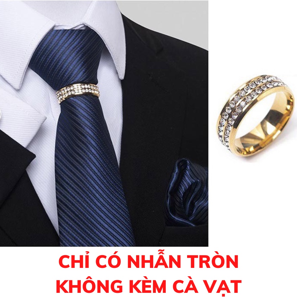 Nhẫn tròn đính đá đeo cà vạt Nam, Vòng tròn phụ kiện đeo Cravat, đeo Cavat Nam (chỉ có nhẫn, không kèm ca-vat)