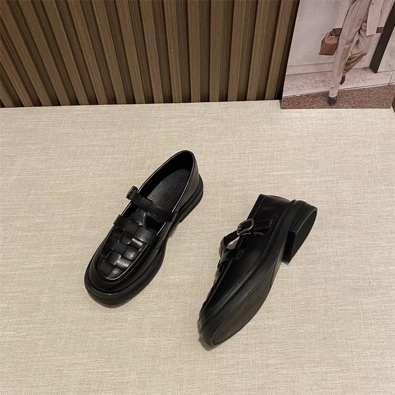 Giày oxford moca quai đan phong cách vintage