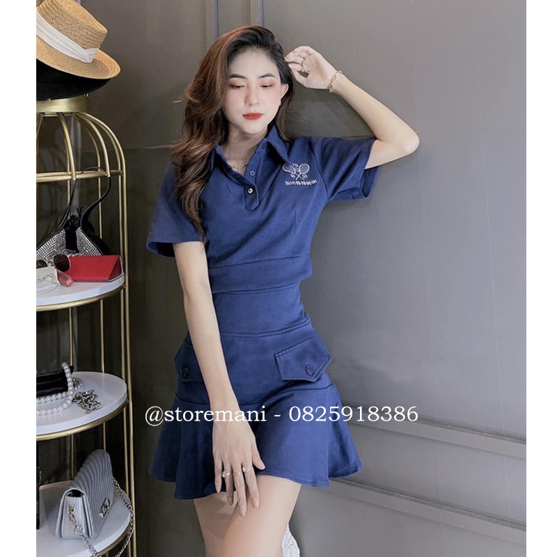 Set áo croptop nữ chân váy ôm cạp cao bản to chất cotton mà xanh thanh cực năng động cá tính