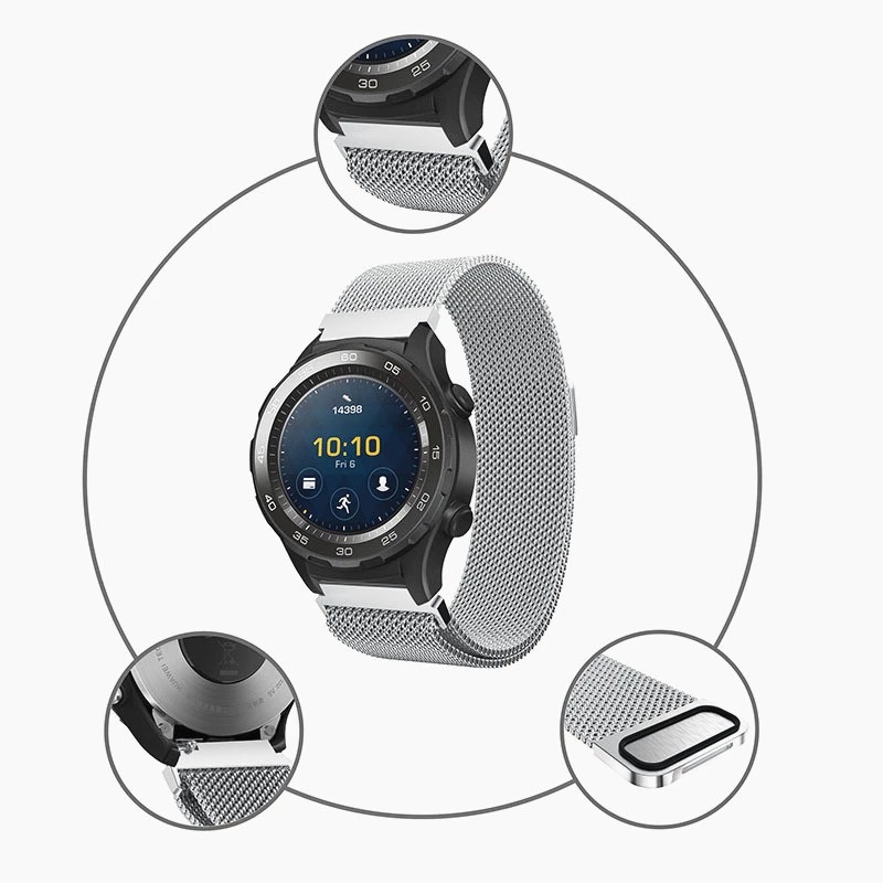 Dây đồng hồ Milanese mesh thép lưới không gỉ 18mm 20mm 22mm kèm chốt thông minh cho đồng hồ thông minh các hãng SWA DM01