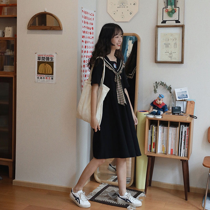 Đầm midi Màu Đen Phong Cách Thời Trang Nhật Hàn Ngọt Ngào Xinh Xắn