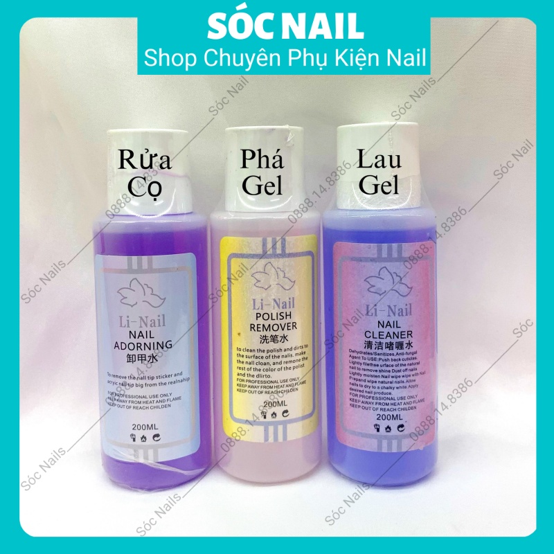 Nước Lau Gel Li-nail Chính Hãng 200ml , Nước Rửa Cọ, Nước Phá Gel Chuyên Dụng Cho Dân Làm Móng