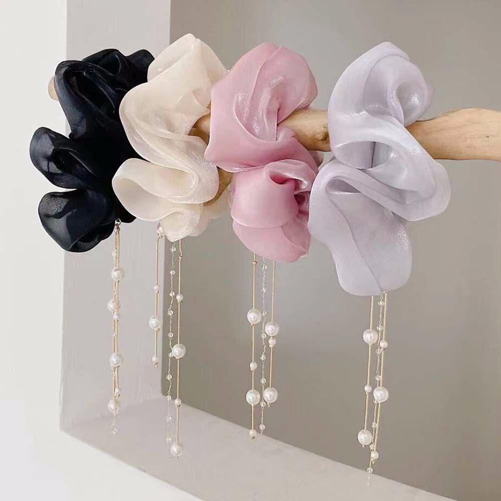 TWINKLE Dây Buộc Tóc Cao Su Đính Bóng Lông Tua Rua Lấp Lánh Cho Nữ