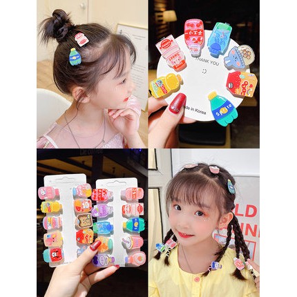Set 10 kẹp tóc bằng nhựa acrylic kiểu dáng hoạt hình dễ thương cho bé gái