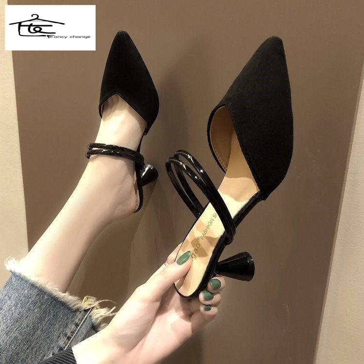 Giày Cao Gót Mũi Nhọn Họa Tiết Kẻ Sọc Thời Trang Mùa Xuân Cho Nữ