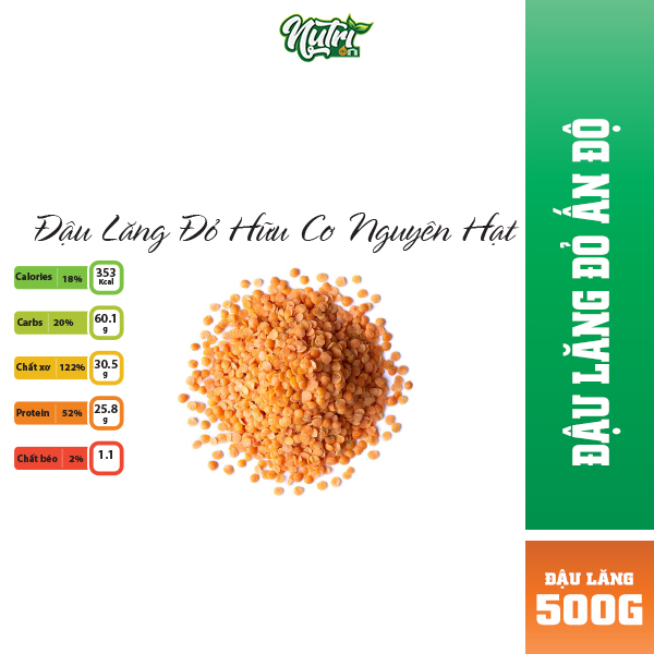 Đậu lăng đỏ nguyên hạt nhập khẩu Canada thương hiệu Nutrion túi hút chân không 500g đảm bảo chất lượng