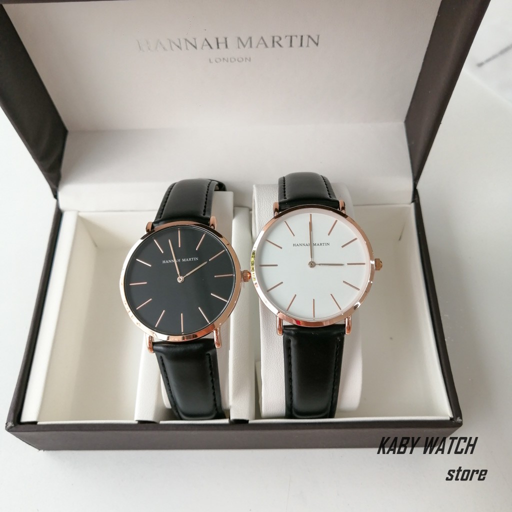 Đồng hồ cặp đôi nam nữ HANNAH MARTIN CB3690 siêu mỏng chính hãng máy Nhật cao cấp