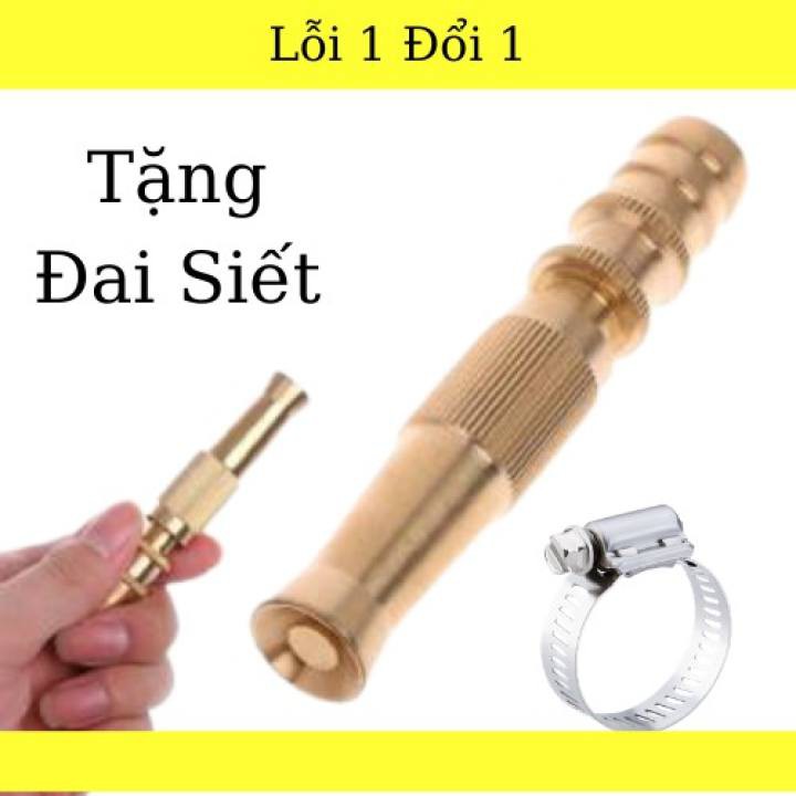 Đầu vòi xịt tăng áp lực nước mini Vòi xịt nước tăng áp đa năng bằng đồng tưới cây rửa xe cực mạnh kèm đai siết ống