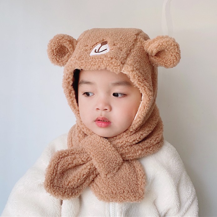 Mũ Tai Gấu Kèm Khăn Choàng Ấm Áp Cho Bé