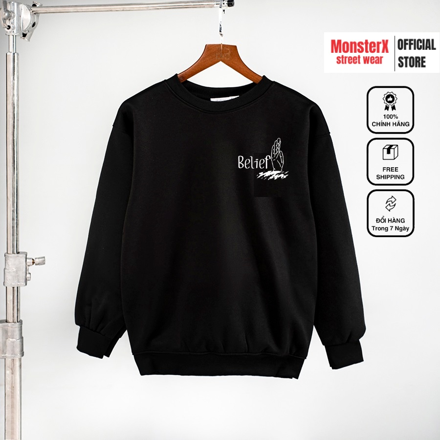 Áo dài tay trơn NỈ BÔNG Unisex Monster X Street Chúa GYW Sweater Ulzzang cặp đôi nam nữ form rộng oversize Hàn Quốc