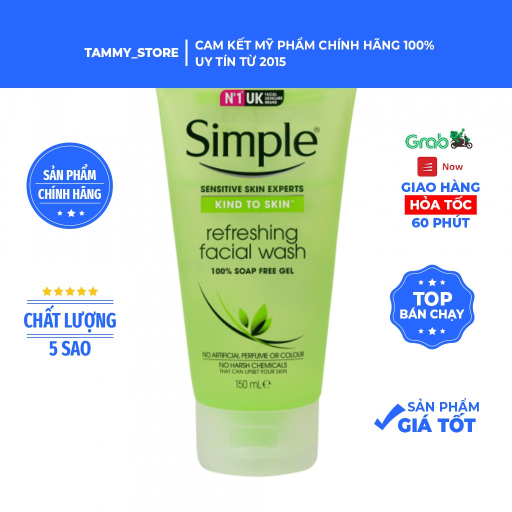 Sữa rửa mặt Simple kind to skin refreshing facial wash gel