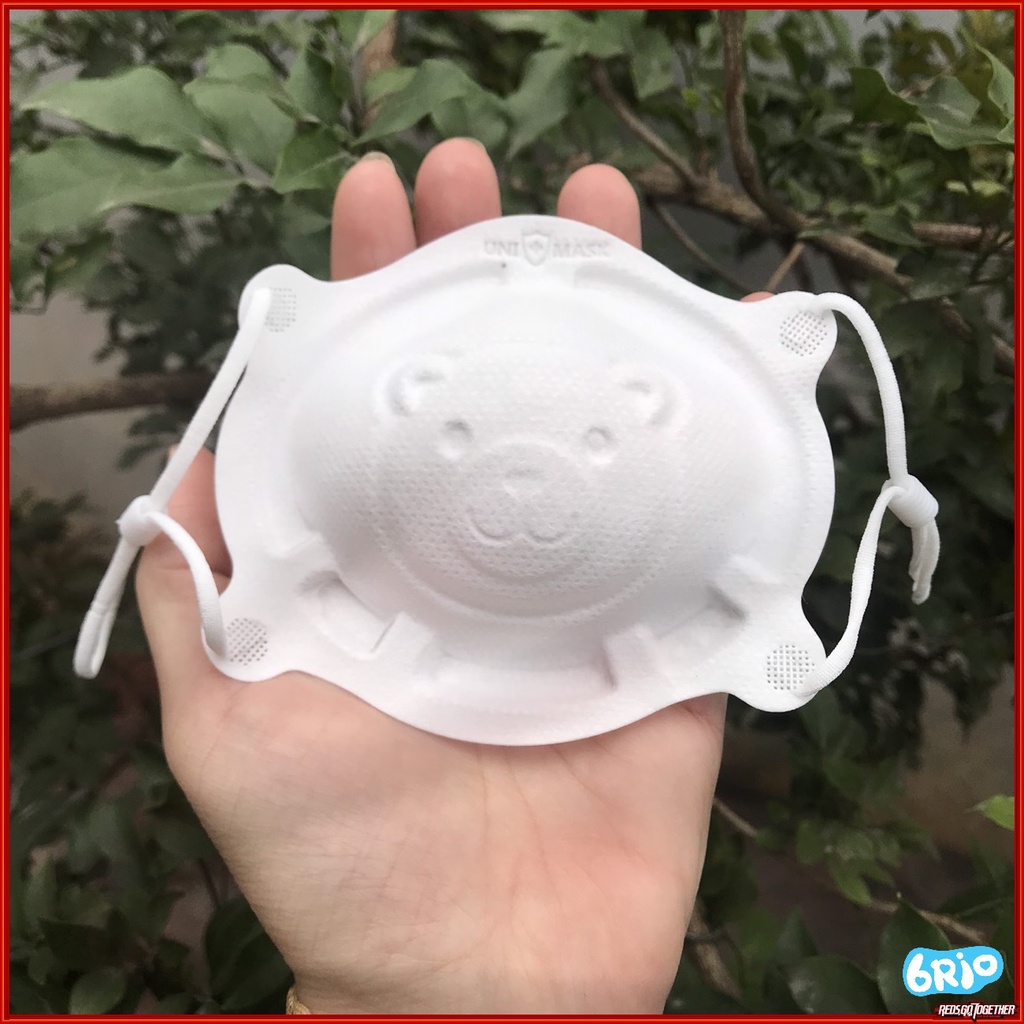 Set 3 khẩu trang hình gấu 3D cho bé từ 0-6 tuổi cao cấp xuất Nhật, dây có nút điều chỉnh