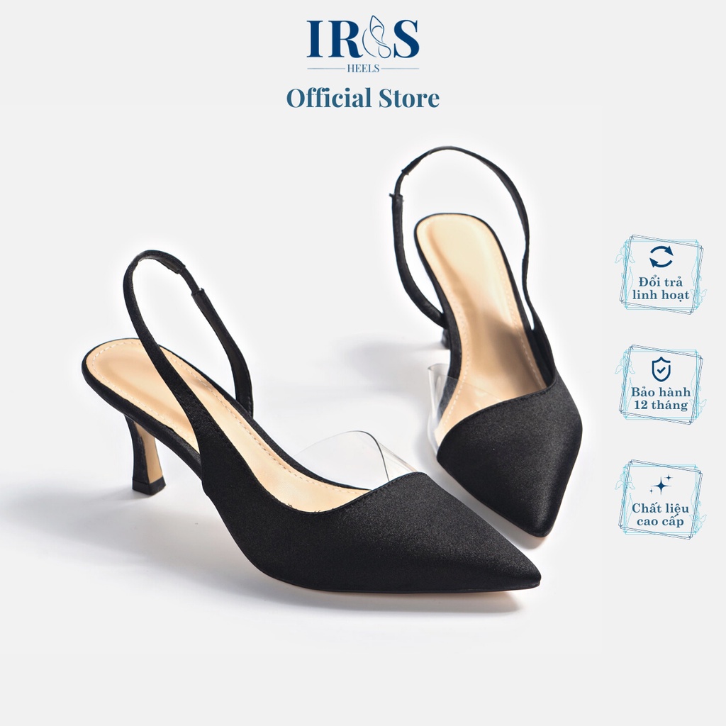 Giày Cao Gót Nữ 7 Phân Mũi Nhọn Hở Eo Dây Slingback Chéo Duyên Dáng IRIS HEELS - CG7710
