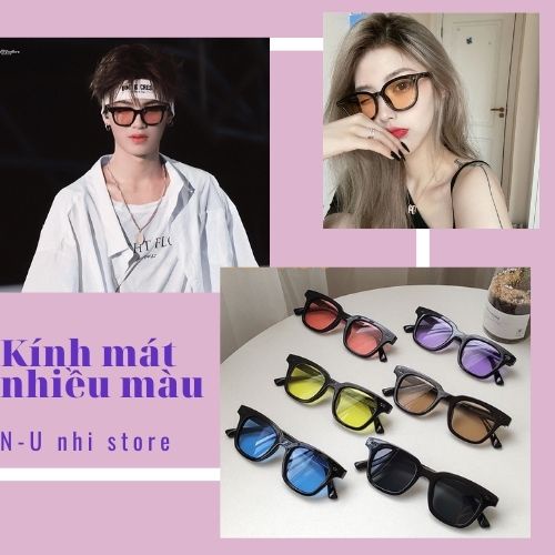 Kính mát nhiều màu thời trang du lịch hottrend, mắt kính gọng vuông nam nữ form unisex thời trang Hàn Quốc KMHT1