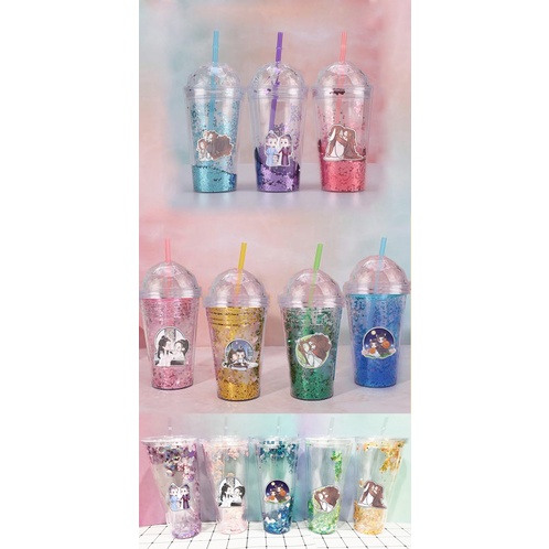 cốc 2 lớp kim tuyến trần tình lệnh CNKI46 tiêu chiến vương nhất bác cute hoạt hình Cốc sứ quả bơ