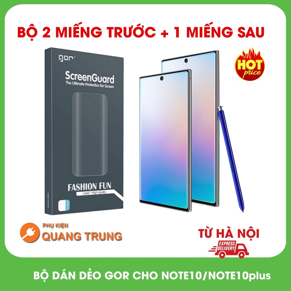 Bộ 3 miếng dán dẻo gor dành cho samsung galaxy note10,note10plus ( 2 miếng trước 1 miếng sau)