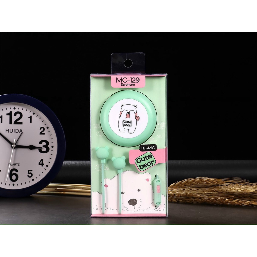 🔥SO CUTE🔥 Tai nghe nhét tai có dây có mic MC 129 kiêm hộp đựng tai nghe siêu kute, âm thanh cực đỉnh - BH 6T