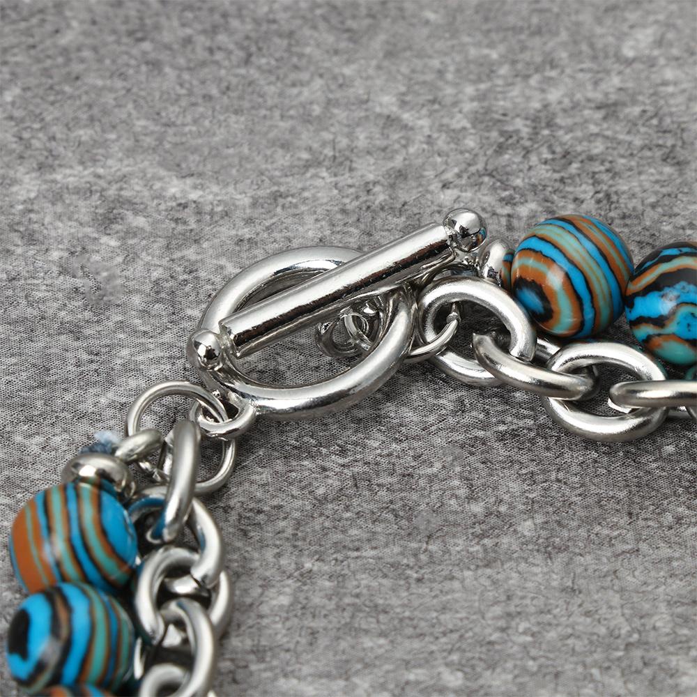 Vòng Tay Chuỗi Hạt Đá Obsidian 8mm Phong Cách Hip Hop Cho Nam