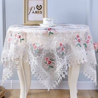  KEMIYA Khăn trải bàn tròn  chữ nhật phối ren khoét lỗ thêu sợi phong cách Châu Âu thời trang tiệc tùng trang trí cho nhà cửa 