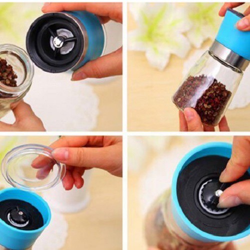 Cối ( Lọ ) xay tiêu thủy tinh cầm tay đa năng (giao màu ngẫu nhiên)