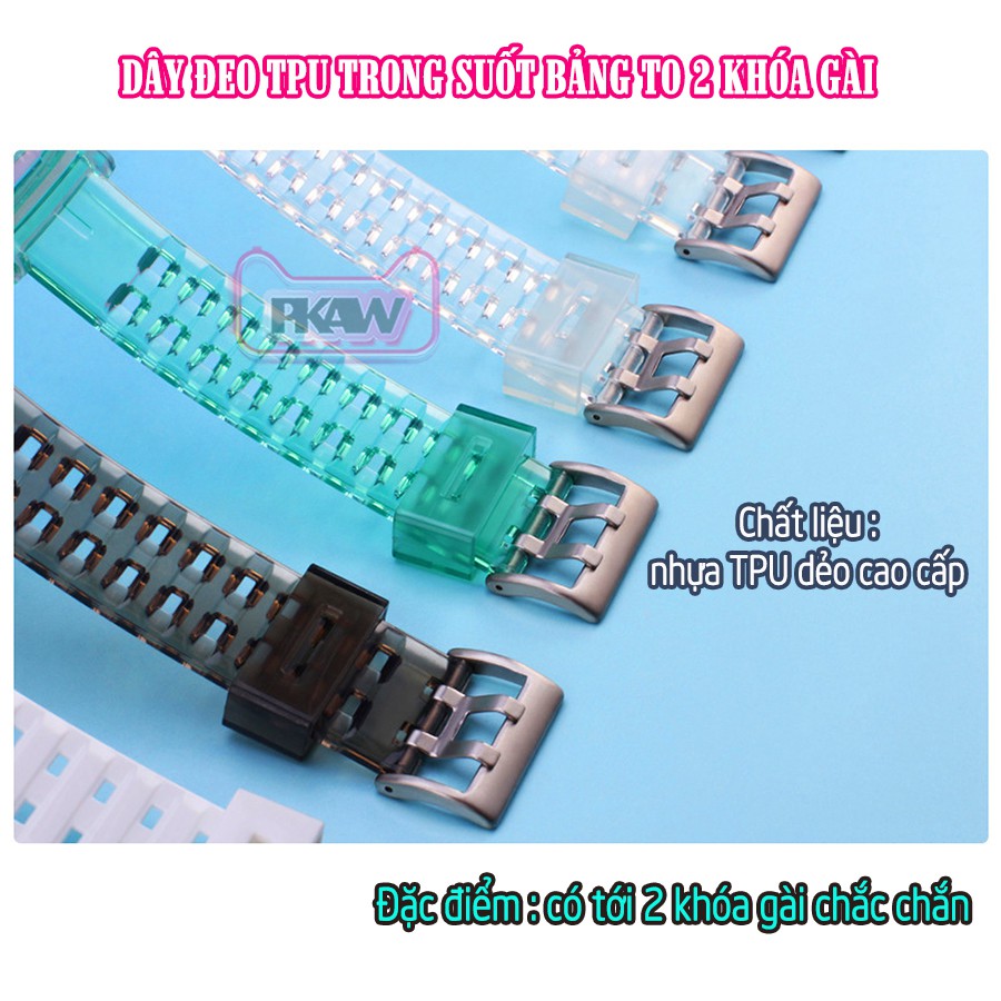 Dây Đeo liền ốp cho Apple Watch 7/6/5/4/3/2/1 size 38/40/41/42/44/45mm nhựa TPU 2 khóa gài_Đen Trong