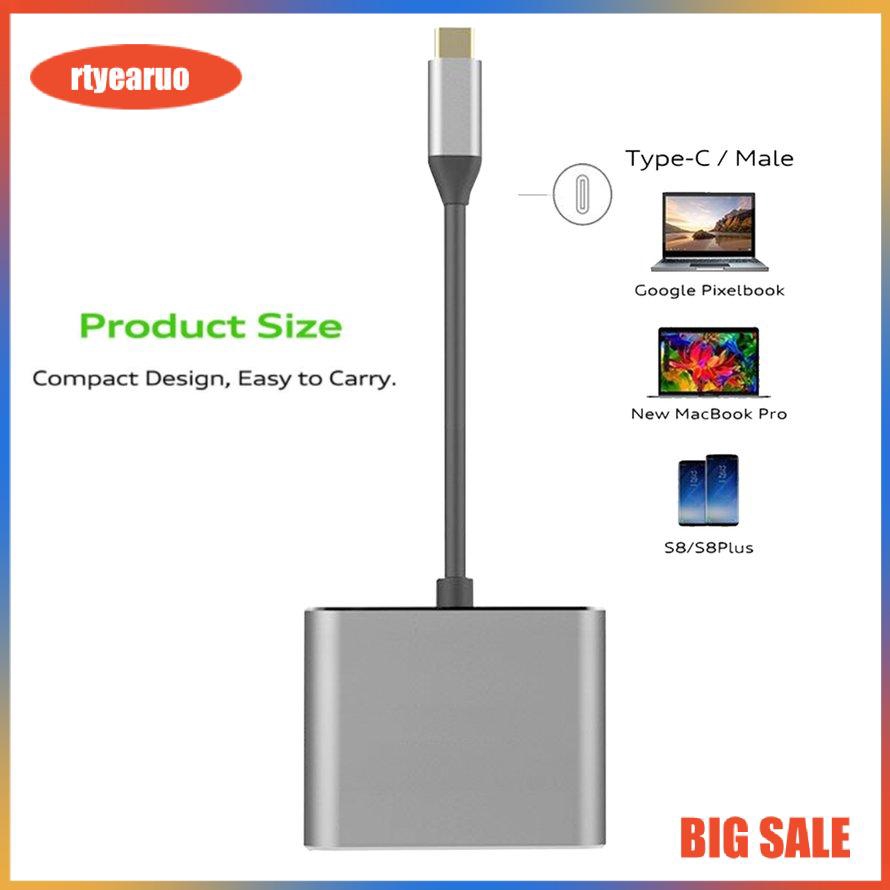 (199K) Cáp Chuyển Đổi Usb 3.1 Type C Sang Usb-C 4k Hdmi Usb 3.0 Cho Apple Macbook