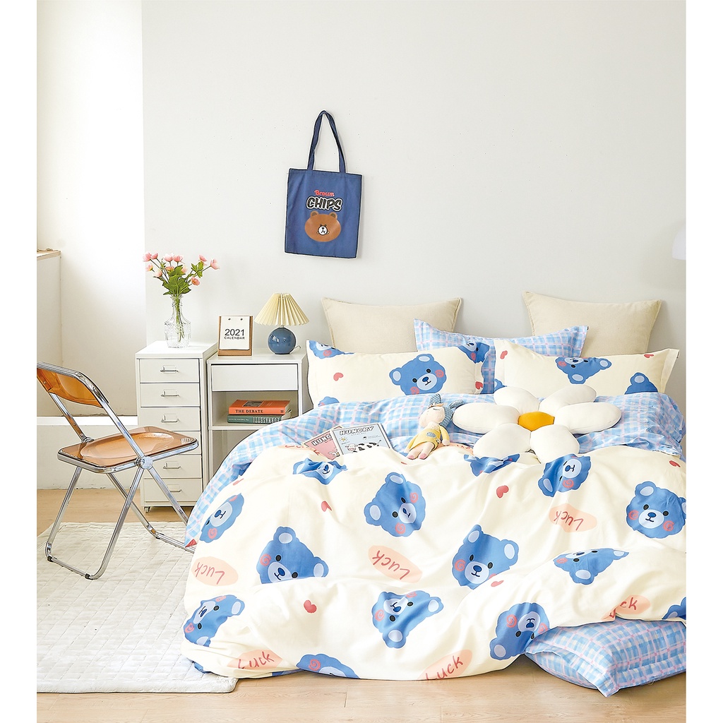 Bộ ga giường, áo gối NIN Collins 100% cotton sateen thoáng mát