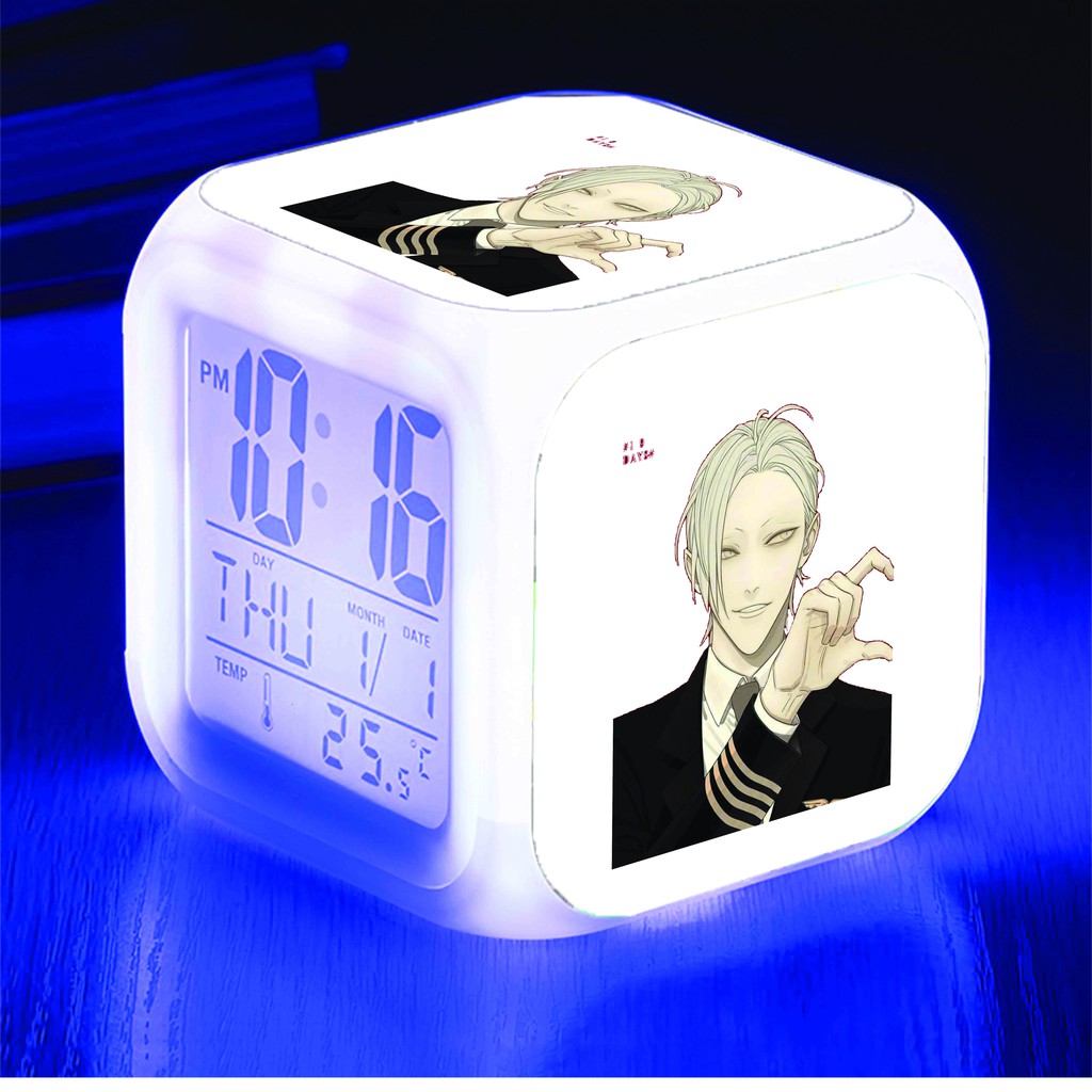 Đồng hồ báo thức để bàn in hình 19 DAYS anime chibi LED đổi màu xinh xắn tiện lợi