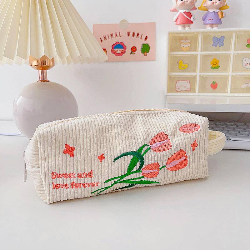Túi Đựng Bút Thêu Họa Tiết Hoạt Hình Dễ Thương Kích Cỡ Lớn Tiện Dụng Cho Học Sinh