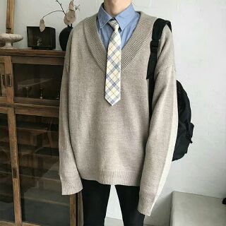 [ Order]  Áo len oversize cổ V ( kèm ảnh thật)