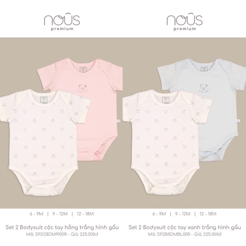 Bodysuit cộc tay Nous cho bé từ 6-18M