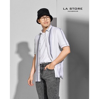 ROUTINE - Áo sơ mi nam tay ngắn form rộng kẻ sọc SHS008
