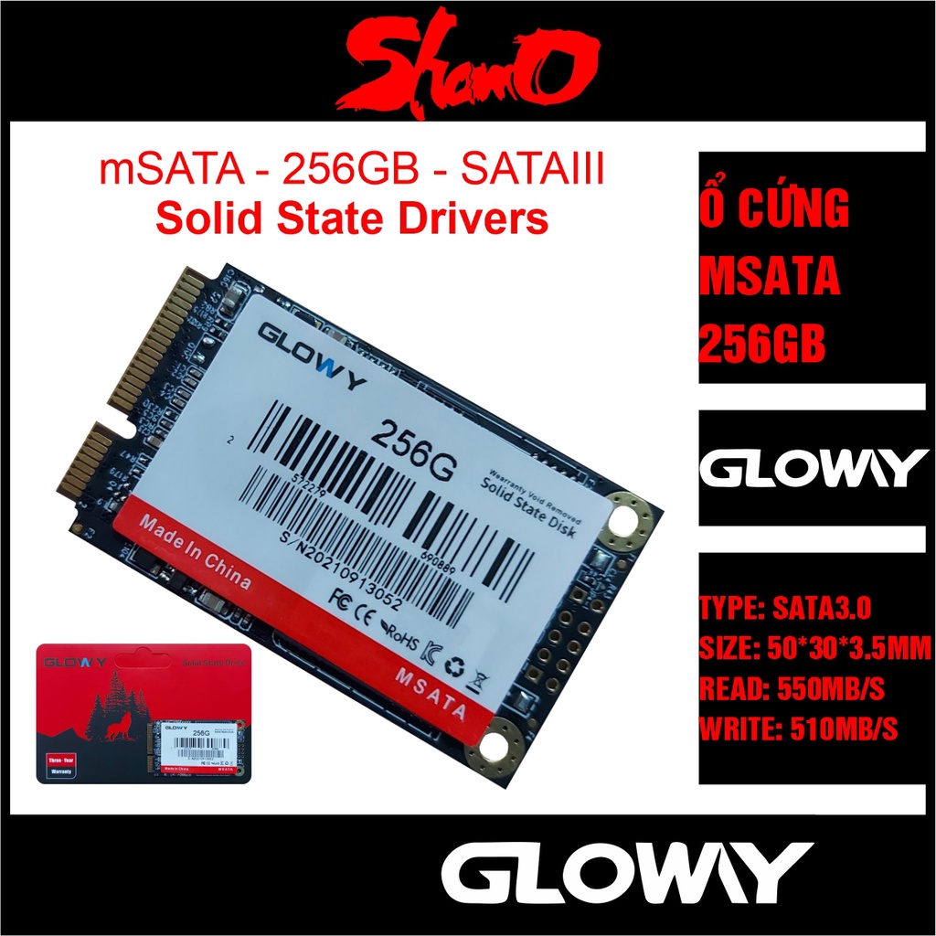 Ổ cứng SSD mSATA Gloway 256GB (Sata3.0) – CHÍNH HÃNG – Bảo hành 3 năm