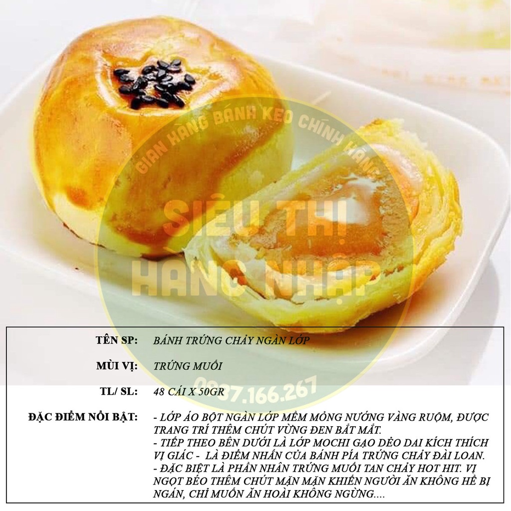 [Hộp 2.5Kg~48 cái] Bánh pía ngàn lớp nhân trứng chảy Đài Loan