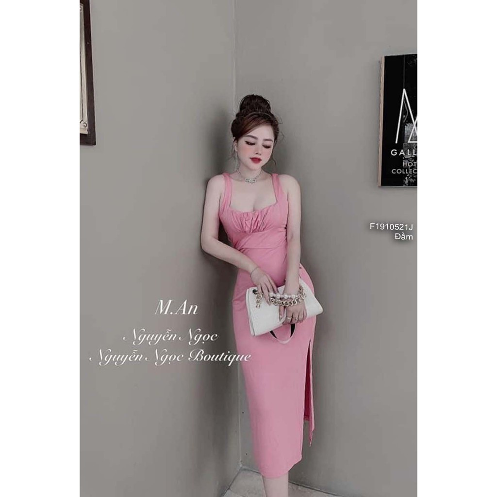 Đầm body thun dẻo xẻ tà 2 dây sát nách!