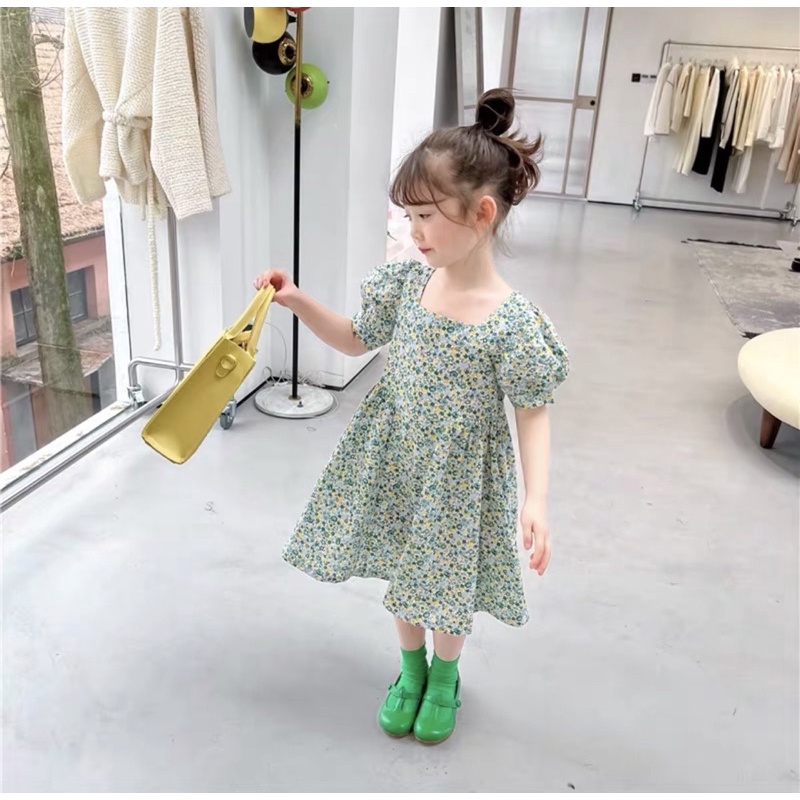 Đầm Melisa hoa nhí nơ vàng cho bé gái siêu xinh