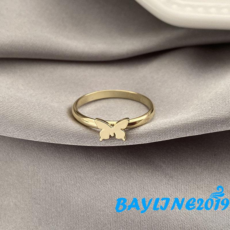 Set 2 Nhẫn Đeo Ngón Tay Kim Loại Hình Bướm Xinh Xắn