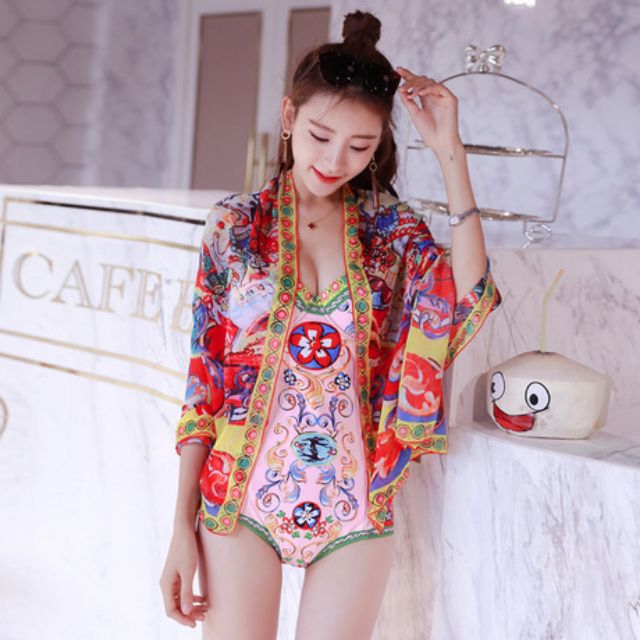 Đồ bơi thổ cẩm liền mảnh ( kèm khăn) kèm hình thật | BigBuy360 - bigbuy360.vn